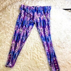 NO BO NO BOUNDARIES BARBIECORE LOVE LEGGINGS PURPLE BLUE PINK XL XG 15 17